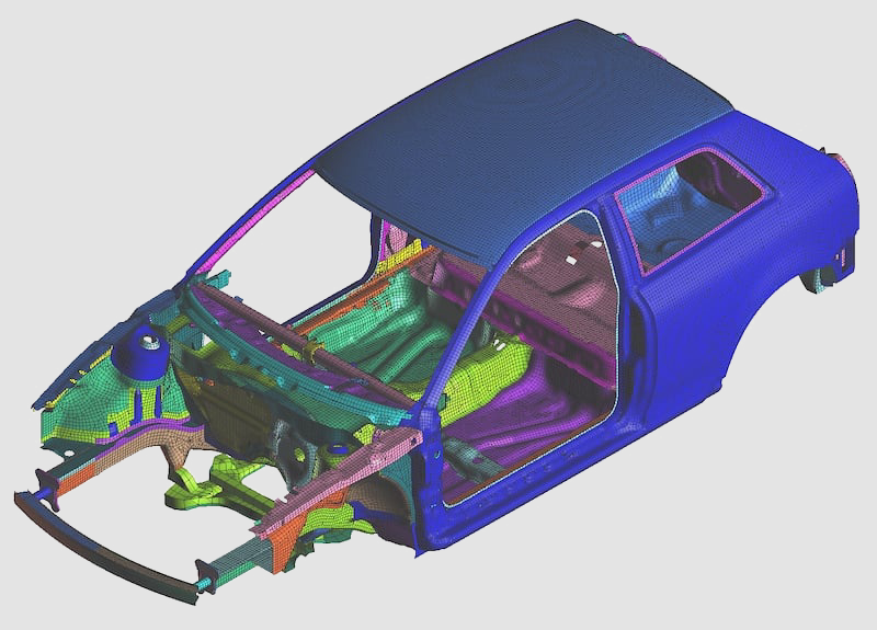 A 3 d model of an automobile with the door open.